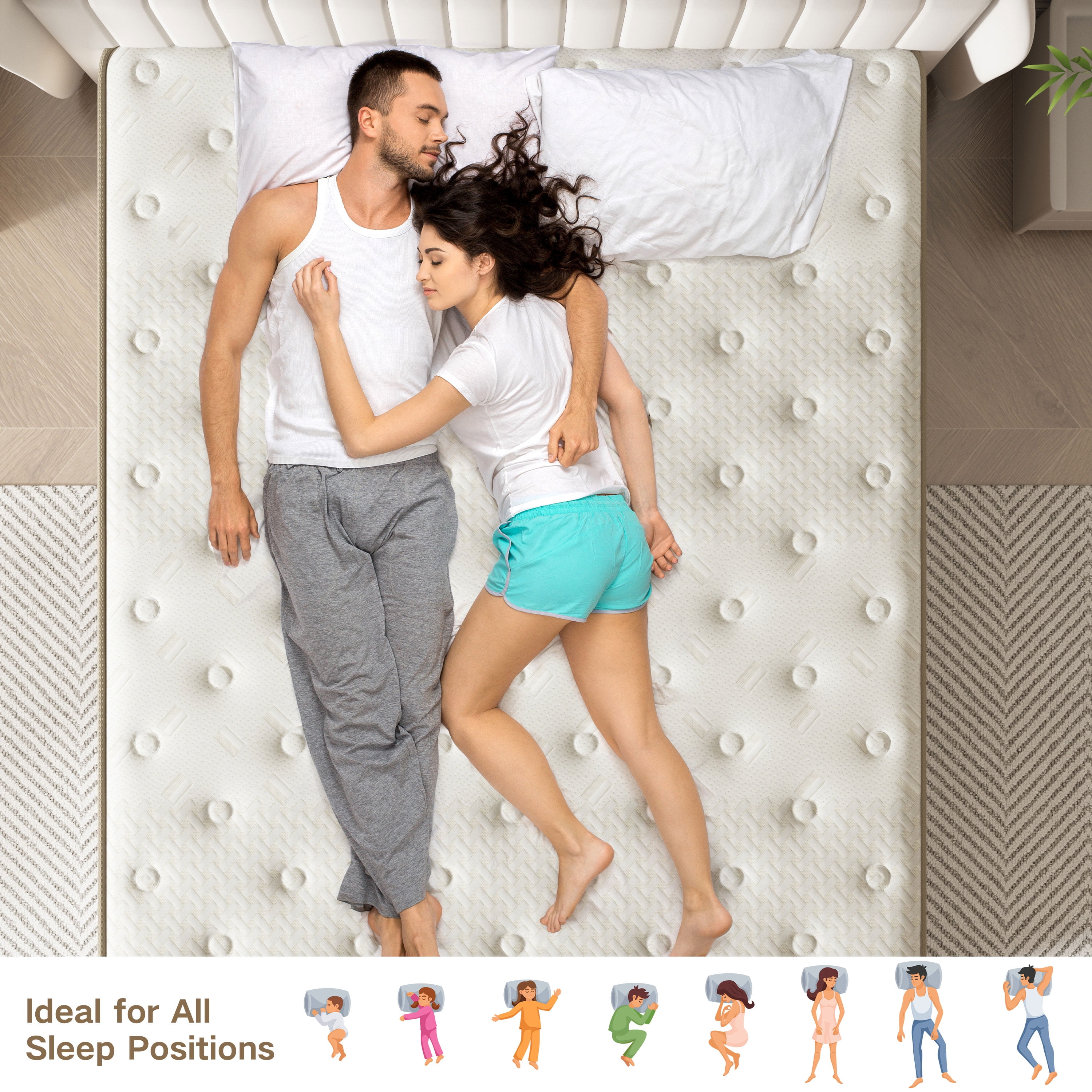 GUUKIN Queen Mattress, 12 Inch Hybrid Gel Memory Foam Mattress with Individually Wrapped Pocket Coils, Medium Firm Support, Pressure Relief, Mattress in a Box