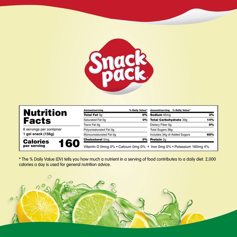Snack Pack Lemon Lime Flavored Juicy Gels Cups, 5.5 oz., 6-Count