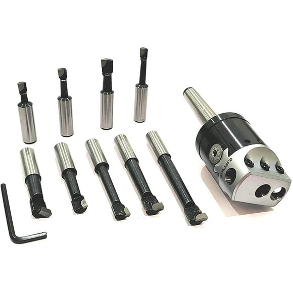Assorts 2MT (M10 x 1.5 Drawbar) & 9 PC CARBIDE TOOL SET Boring Head 2" Inches for Milling & Lathe Machine