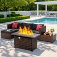thumbnail image 5 of Noelse 6-Piece Patio Furniture Set with Fire Pit Table, PE Rattan Outdoor Conversation Sectional Sofa Set, Black, 5 of 9