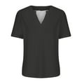thumbnail image 4 of Blmnix Spring Womens Tops Trendy Gray Short Sleeve Basic Loose V Neck Solid T-Shirts Casual Shirts, 4 of 6