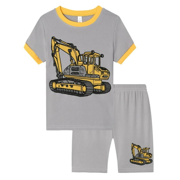 NIEWTR Toddler Baby Kids Boys Dinosaur Print Tops Elastic Shorts Pants Pajamas Sleepwear Set Cartoon Print Summer Pjs For 18-24 Months 2t 3t 4t 5t 6t Summer Pajamas Set ,7-8 Years