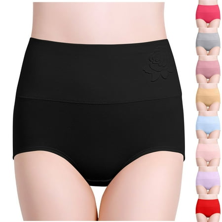 Summer Savings Clearance 2025! itsun Plus Size Womens Underwear  Cotton Underwear for Women  Women s Solid High Waist Comfortable Breathable Underwear Briefs Watermelon Red XXXL