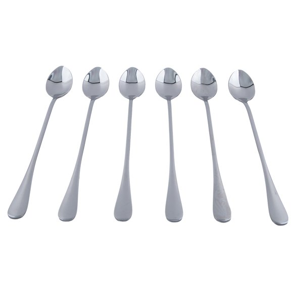 6PCS Stainless Steel Coffee Spoon Long Handle Ice Cream Dessert Tea Spoon For Picnic Drinkware Tableware Kitchen Set Supply