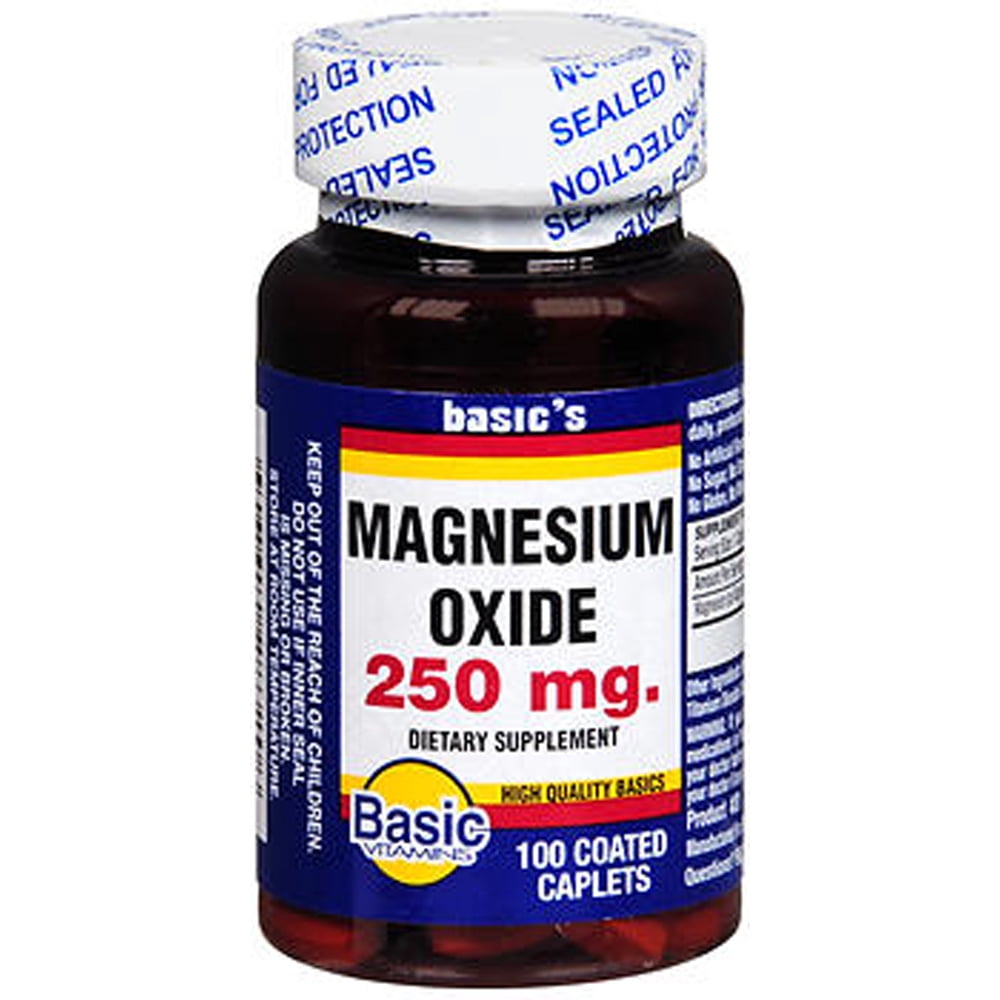 Basic Vitamins Magnesium Oxide 250 mg Caplets 100 ct