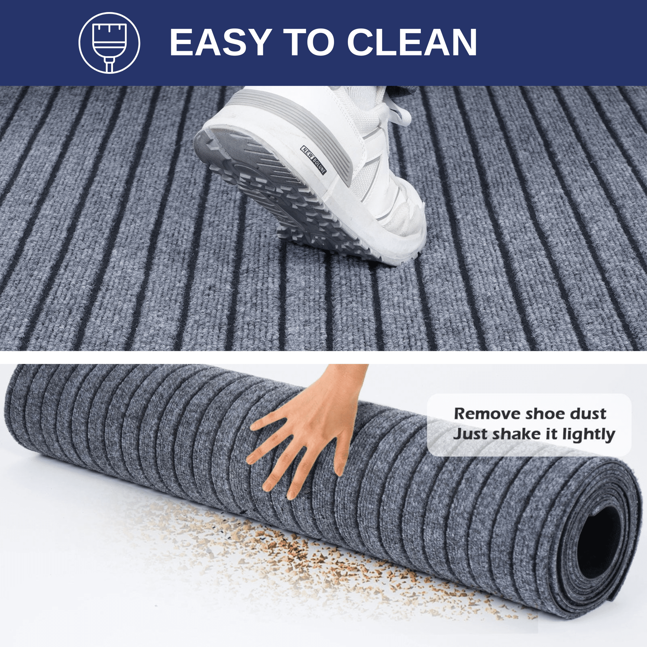 OVYEOFR Commercial Carpet Runners, 3 x 10 ft Non-Slip Hallway Runner Rugs for Entryway Kitchen Laundry Indoor Outdoor, Gray