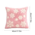 thumbnail image 4 of Clearance! Pink Christmas Throw Pillow Cover 18x18 Inch, Plush Snowflake Embroidery Decorative Cushion Case, Pillow Cases for Sofa Couch Bedroom Indoor Home Christmas Decor, 4 of 9