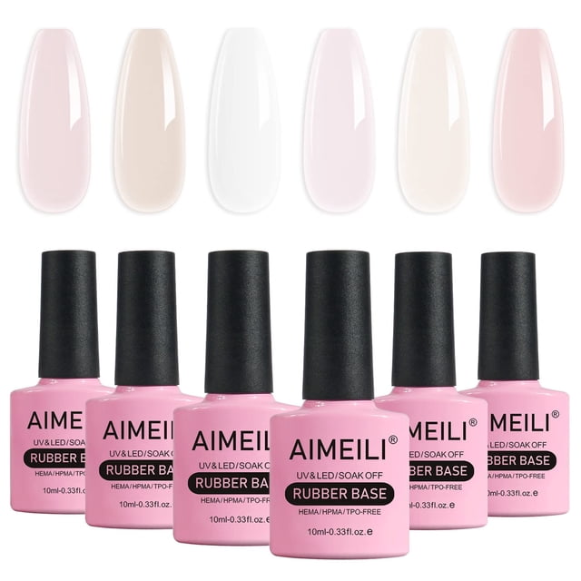 Set de gel para uñas AIMEILI con base de goma libre de hemas, 6 x 10 ml, Soak Off