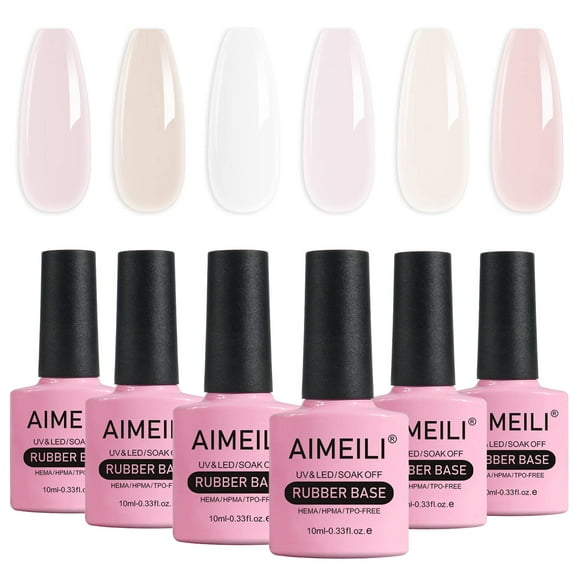 Set de gel para uñas AIMEILI con base de goma libre de hemas, 6 x 10 ml, Soak Off