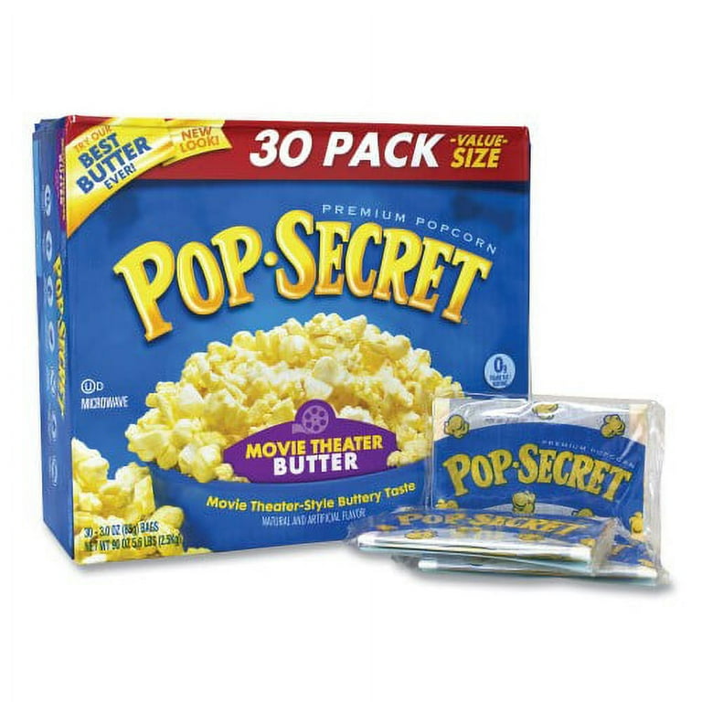 Microwave Popcorn, Movie Theater Butter, 3 oz Bags, 30/Carton, Ships in 1-3 Business Days Microwave Popcorn, Movie Theater Butter, 3 oz Bags, 30/Carton, Ships in 1-3 Business Days