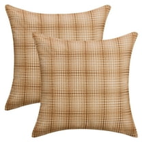 Unique Bargains Plaid Decorative Throw Pillow Covers Pack of 2 Khaki 18" x 18"