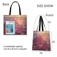 thumbnail image 3 of Canvas Tote Bag for Women Girls Design Print Pink Flowers on Beach Sunset Tote, 3 of 8