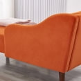 thumbnail image 6 of Miniyam Velvet Chaise Lounge, Upholstery Accent Chaise Chair with Pillow for Living Room Bedroom, Left Armrest, Orange, 6 of 7