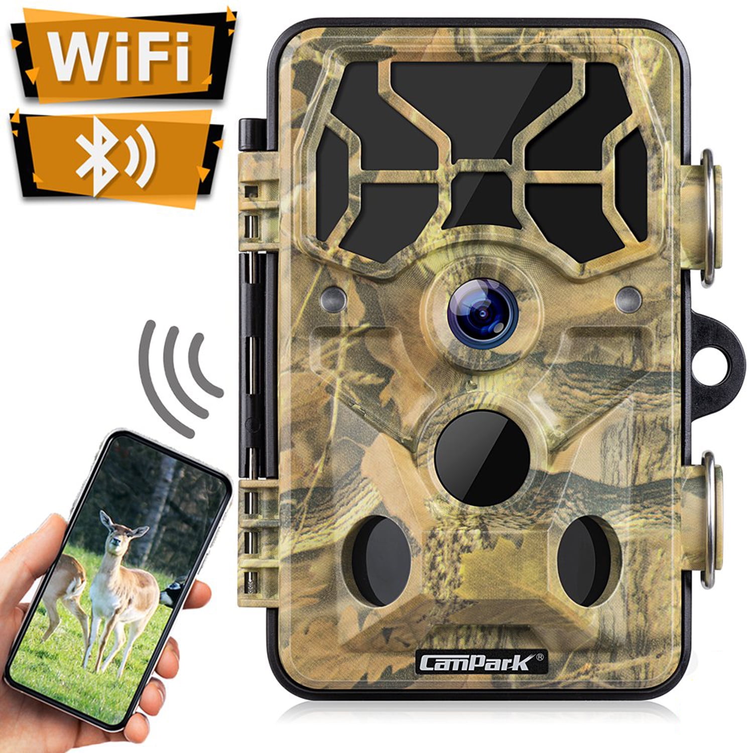 Campark WiFi Bluetooth Trail Camera 20MP 1296P Outdoor No Glow IR Night Vision U 