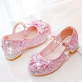 thumbnail image 6 of Quealent Girls Sandals Clear Sparkle Jelly Dress Shoes with Bow Mary Jane Flats Pink for Size 13, 6 of 7