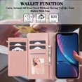 thumbnail image 5 of Compatible with iPhone XR Wallet Case, with Wrist Strap and Crossbody Strap, Make-up Mirror PU Leather Flip Credit Cell Cover Kickstand for iPhone XR Girls Women, Rosegold, 5 of 8