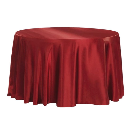 1 Pc, Satin 132" Round Tablecloth - Burgundy(Machine Washable & Cool Dry) For Wedding Or Event Decor