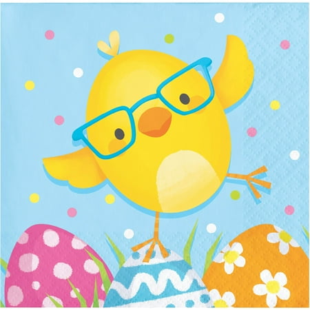 Creative Converting 343165 Happy Easter Beverage Napkins, 5", Multi-color