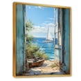thumbnail image 2 of Designart "View through Ocean Windows on a Sailing Boat I" Coastal Framed Wall Art - Coastal Green Coastal Windows Living Room Framed Canvas Art, 2 of 6