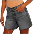 thumbnail image 3 of QATAINLAV Short Jeans for Women Casual Button Zip Waist Denim Shorts Solid Color Ripped Frayed Hem Jean Shorts with Pockets Light Blue S, 3 of 9