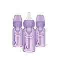 thumbnail image 1 of Dr. Brown's Natural Flow® Anti-Colic Options+ Biberones estrechos 4 oz/120 mL, con tetina de flujo lento de nivel 1, paquete de 3, 0m+ ™ lavanda, 1 of 3