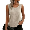 thumbnail image 6 of Tank Tops for Women Casual Sleeveless Camisole Tops Summer Trendy Scoop Neck Tunics Shirts Regular Fit Vacation Lounge Blouses OIOLOYJM Beige L, 6 of 8