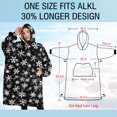 thumbnail image 4 of Oversized Wearable Blanket Hoodie,Black Christmas Snowflake Pattern Sherpa Blanket Hoodie with Super Pockets,Super Warm Fuzzy Pullover for Women & Men, 4 of 6