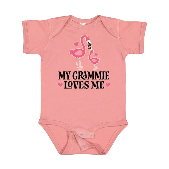 Inktastic Grammie Loves Me Girl Flamingo Girls Baby Bodysuit
