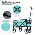 thumbnail image 6 of Utility Wagon Cart Foldable with Strapping System, Heavy Duty 225lbs Capacity, Lightweight Collapsible Design, Utility Cart, beach wagon with 360° Swivel Wheels for Beach, Camping, Shopping, Green, 6 of 9
