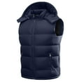 thumbnail image 3 of BiZtdJrK Mens Quilted Puffer Vest Full Zip Sleeveless Solid Hooded Jackets Comfy Warm Winter Vests with Removable Hood Navy XL, 3 of 7