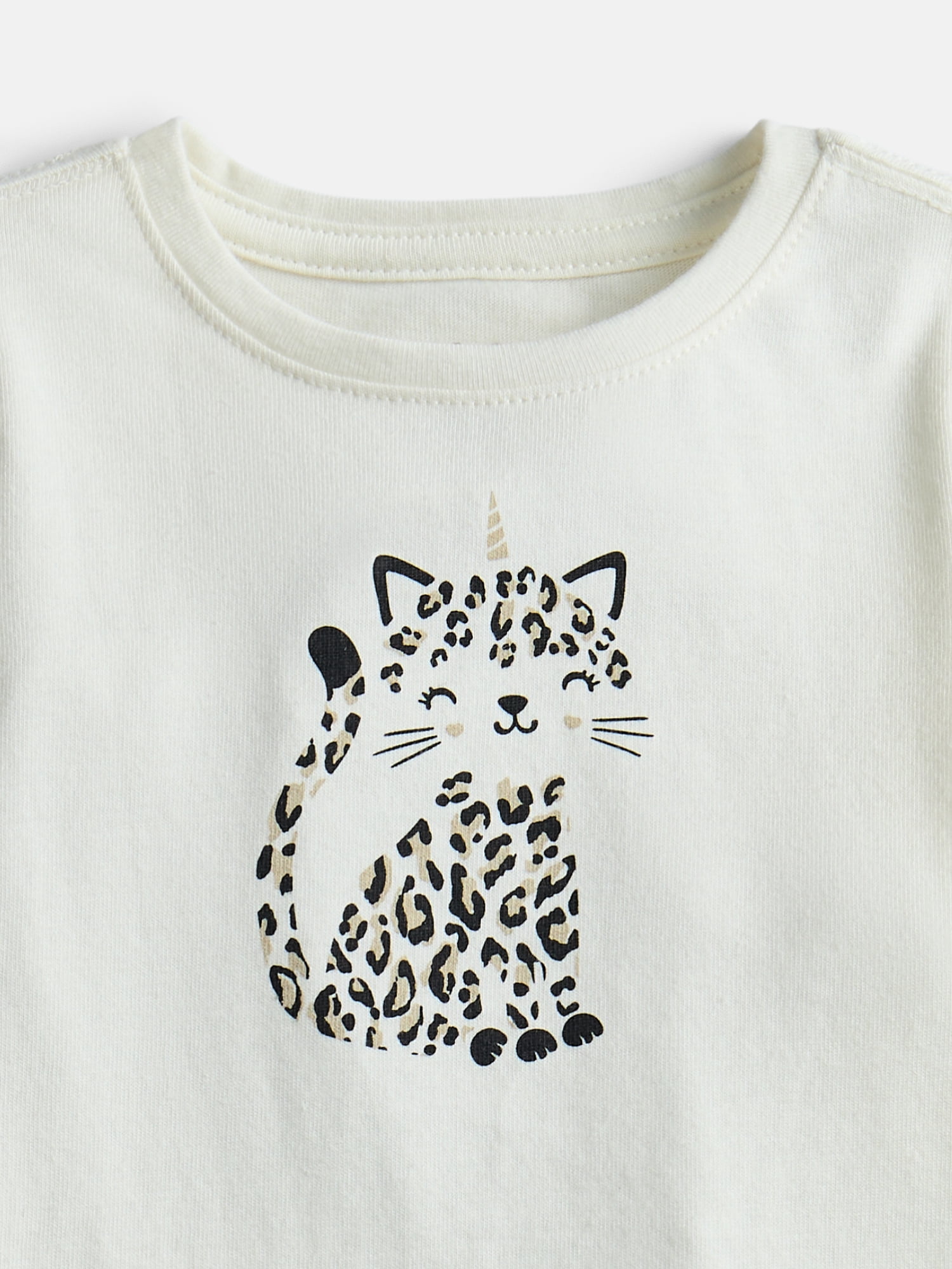 Wonder Nation Baby and Toddler Girls Graphic Tee with Long Puff Sleeves, Sizes 0M-5T