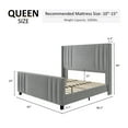thumbnail image 4 of VanAcc Velvet Upholstered Queen Size Bed Frame with Headboard & Footboard/Wingback, Light Grey, 4 of 8