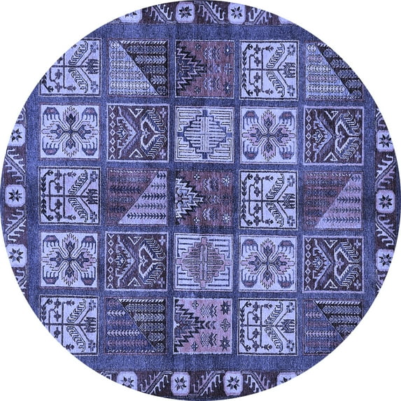 Ahgly Company Indoor Round Abstract Blue Modern Area Rugs, 6' Round