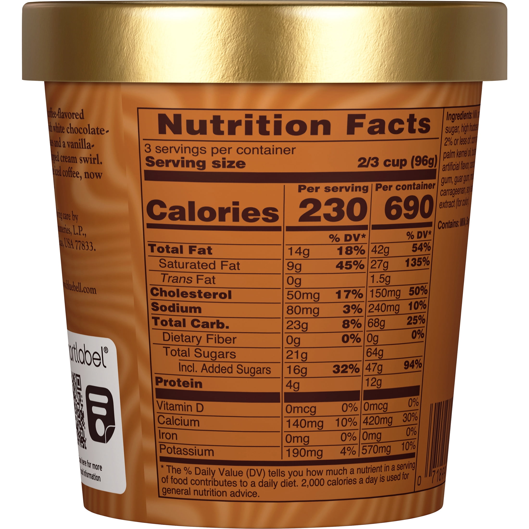 Blue Bell White Chocolate Mocha Ice Cream Pint, 16 fl oz