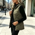 thumbnail image 7 of Hueook Vest for Women Quilted Stand Collar Sleeveless Zip Up Casual Padded Vest with Pockets Army Green S, 7 of 7