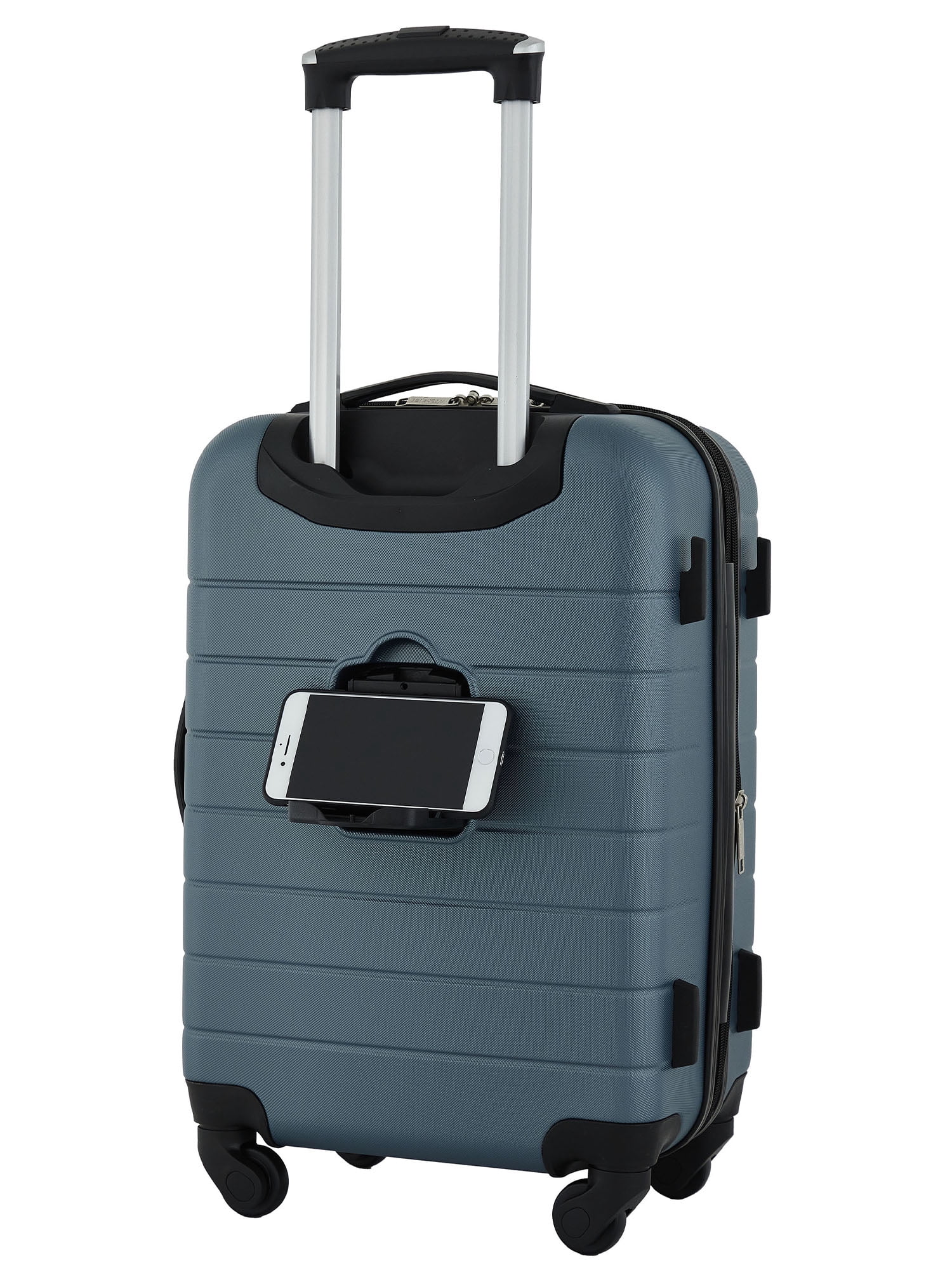 Wrangler 2-Piece Expandable Rolling Hard Side Spinner Carry-on Set with Patented 4-in1 Cup Holder, Indian Teal
