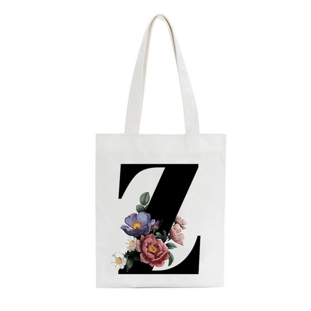Bolsa de asas con inicial personalizada Regalo de acuarela floral para su carta Bolsa de tela Wmkox8yii HFSH78