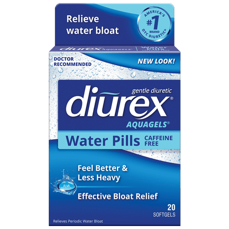 Diurex Aquagels - Caffeine Free Diuretic - Immediate Release - Relieve Water Bloat - 20 Ct