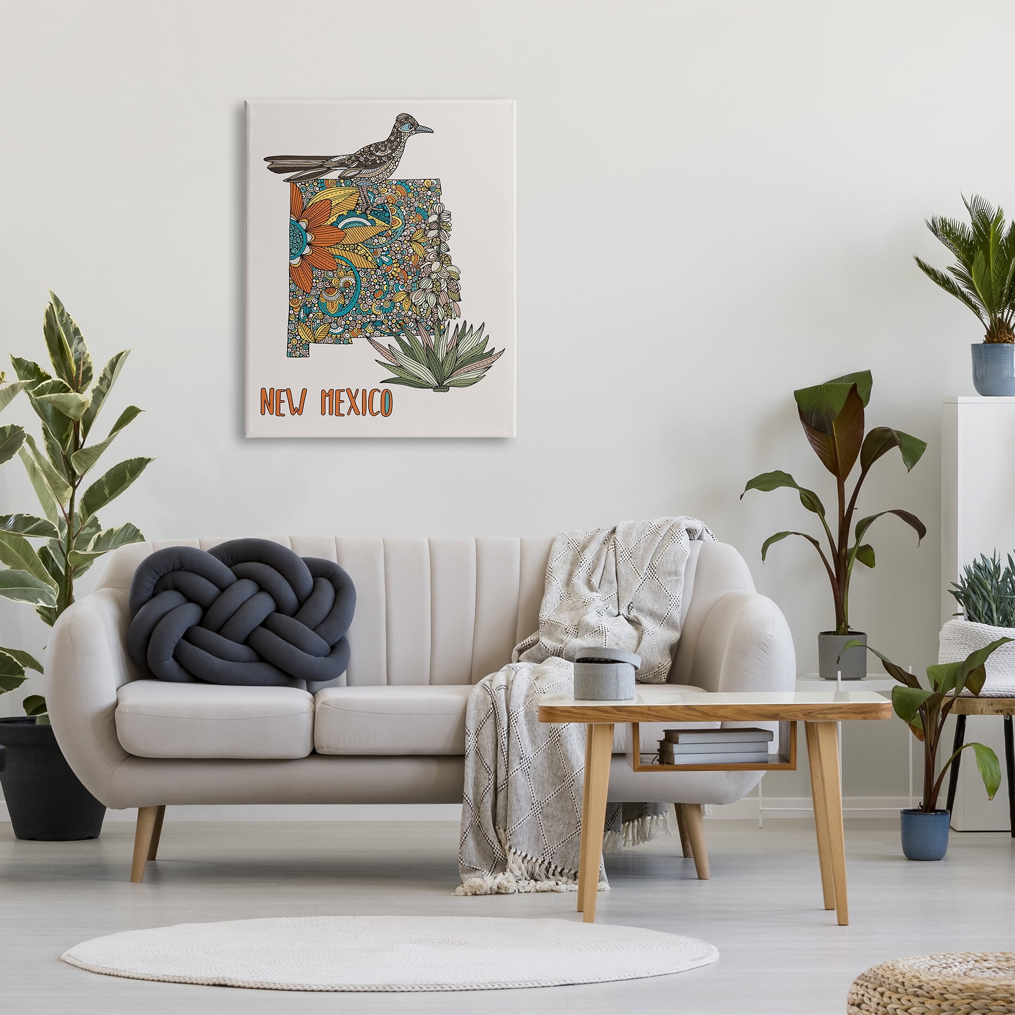Stupell Industries Intricate New Mexico Yucca & Roadrunner Floral Bird Graphic Art Gallery Wrapped Canvas Print Wall Art, Design by Valentina Harper