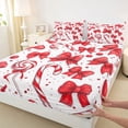thumbnail image 3 of Homewish Red Bowknot 4 Pieces Queen Sheet Sets for Children Kids,Merry Christmas Ultra Soft Flat Sheet,Xmas Candy Cane Queen Fitted Sheet,Ultra Soft Home Decor, 3 of 7