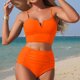 thumbnail image 1 of Conjuntos de bikini para mujer, bikinis de cintura alta con cuello en V y cordón ajustable, traje de baño fruncido, conjunto dividido, traje de baño de dos piezas para mujer, traje de baño de 2 piezas, 1 of 4