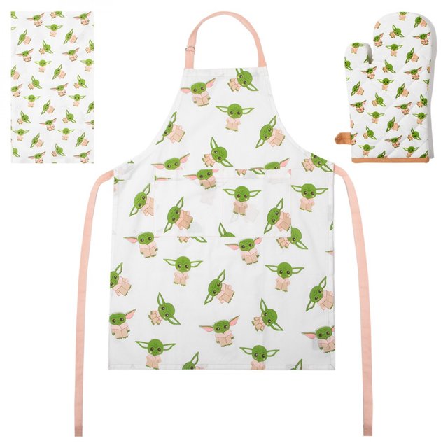 Star Wars Mandalorian Grogu All-Over Print Apron, Oven Mitt and Towel Set