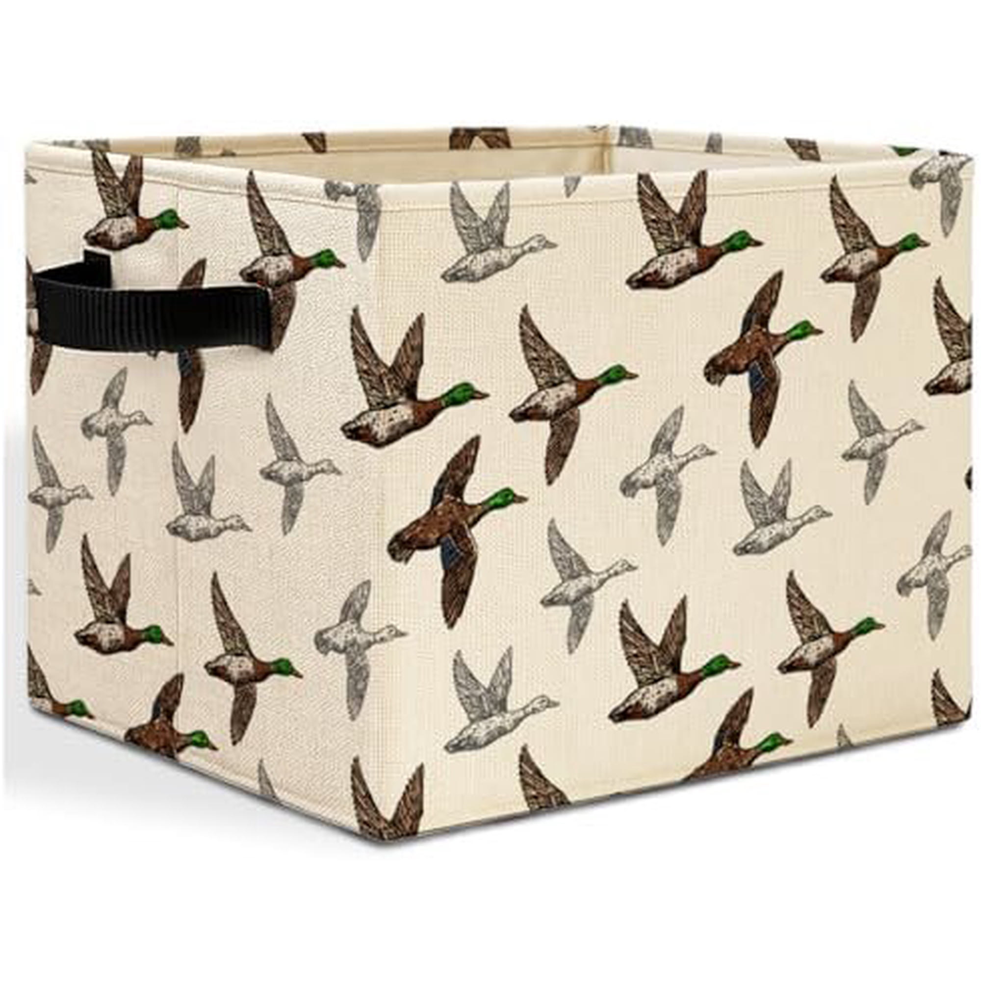 Mallard Duck Storage Bins Box with Handles Duck Decor Flying Ducks Laundry Basket Hamper Collapsible Clothes Toys Organizer for Boys Bedroom Bathroom