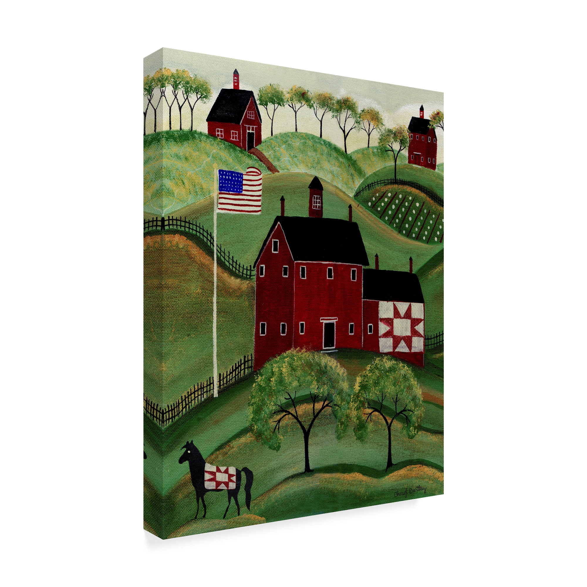 Trademark Fine Art 'American Red Quilt House' Canvas Art by Cheryl Bartley