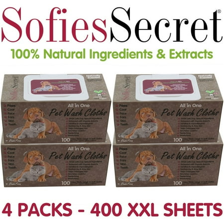 SofiesSecret-Pet-Wipes-Dogs-Cats-ALL-IN-ONE-400-Count-100-Natural-Organic-Extracts-Extra-Thick-Ultra-Soft-Extra-Large-Hypoallergenic-Cr