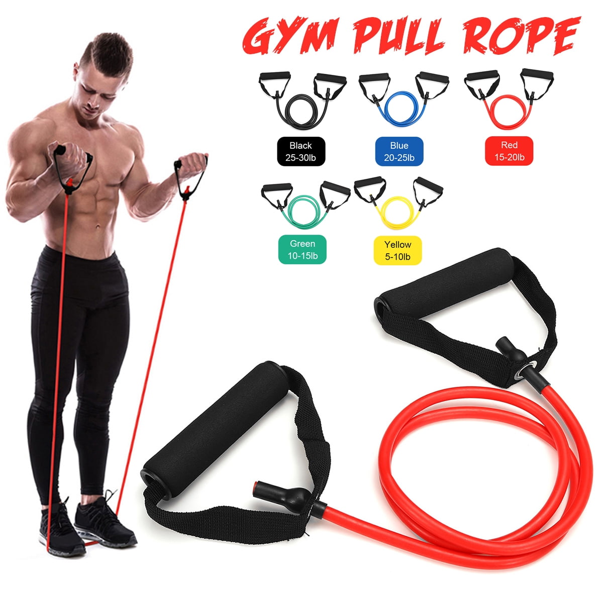 55inch Lengthen Fitness Resistance Band Gym Yoga Pull Rope Latex Elastic Bands Exercise Training Workout Home Walmart