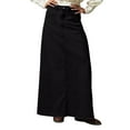 thumbnail image 2 of GEWSEY Women Casual Denim Maxi Skirt Elastic High Waist Tiered A Line Long Jean Skirt Y2k Western Patchwork 2025 (Black, L), 2 of 5