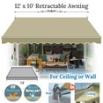 thumbnail image 5 of SUNNYOUTDOOR 12x10 FT Patio Awning Retractable Outdoor Sun Shade Manual Patio Deck Awning Heavy Duty Awning (Beige), 5 of 6