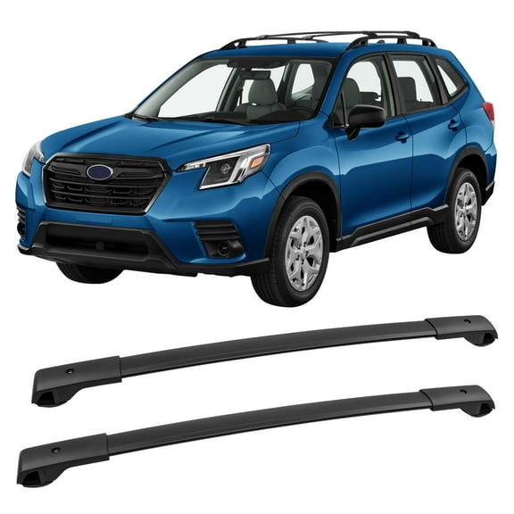 Ikon Motorsports Roof Rack Compatible With 2014-2024 Subaru Forester All Models Black Top Roof Rack Cross Bar Cargo Luggage Carrier Aluminum 6PCS