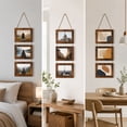 thumbnail image 6 of 6 Inch 3-Picture Wooden Frame Multi Photo Display Stand Rope Wall Mounted Picture Organizer Hanging Room Decor Brown, 6 of 6